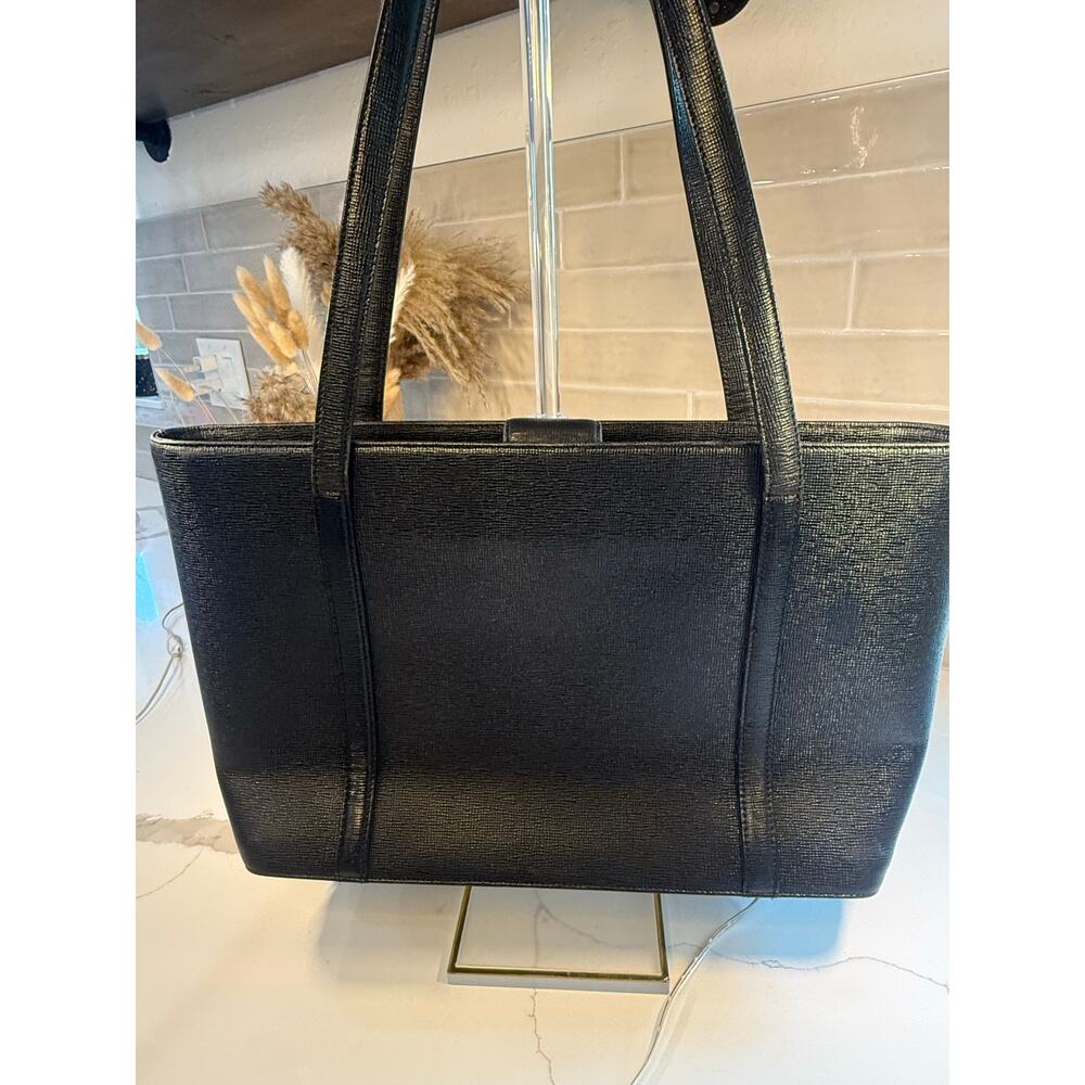Vintage MCM Black Textured Leather Studded Shoulder Tote Bag Michael Cromer Era - Picture 2 of 13